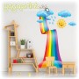 Vinilo infantil de arcoiris con nubes y sol, bajando desde el cielo en forma de tobogán. La pegatina de pared más colorida